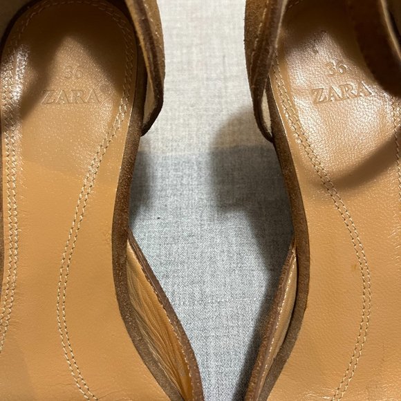 ZARA Brown suede Pointed Toe Wedge Shoes | 36 - Picture 3 of 11
